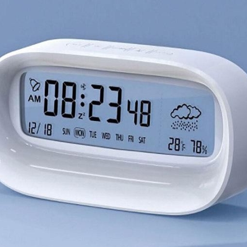 스마트 날씨시계 탁상 디지털 온습도계 시계(화이트)