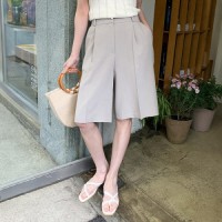 미신치 히든 버튼 핀턱 뒷밴딩 반바지 슬랙스