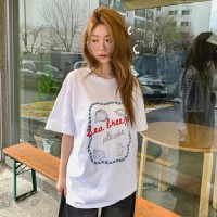 머르쿠 레터링 조개 자수 루즈핏 반팔 티셔츠