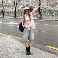 파기성 오버핏 컬러 체크 셔츠
