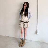두자봄 레이스 셔링 진주 가디건 나시 세트