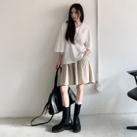 러카사 루즈핏 브이넥 5부 반팔 티셔츠
