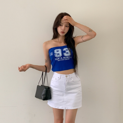 투리나 넘버 레터링 크롭 튜브탑