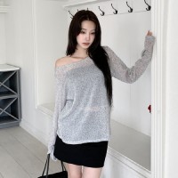 레누민 린넨 썸머 루즈핏 시스루 긴팔 니트