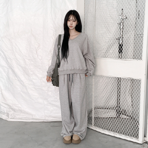 데배메 쭈리 나그랑 브이넥 빅사이즈 루즈핏 맨투맨